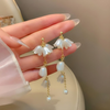 Pearl Korean Flower Earrings For Women – Elegant White Floral Design With Classic Pearl Detailing | Stylish Fashion Jewelry For Parties, Weddings, And Daily Wear | Awj-998