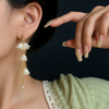Pearl Korean Flower Earrings For Women – Elegant White Floral Design With Classic Pearl Detailing | Stylish Fashion Jewelry For Parties, Weddings, And Daily Wear | Awj-998
